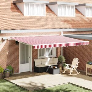 Retractable Awning Red and White 450 x 350 cm