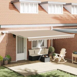 Retractable Awning Beige 450 x 350 cm Fabric and Aluminium