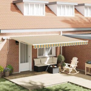 Retractable Awning Green and yellow 450 x 350 cm