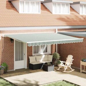 Retractable Awning Green and White 450 x 350 x 165 cm