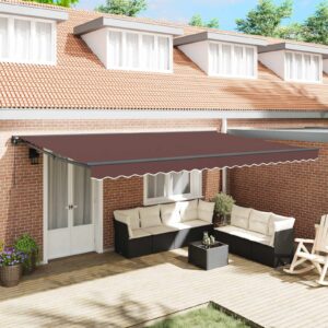 Awning Frame Brown 500 x 300 cm Polyester with PU coating