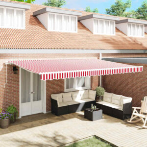 Retractable Awning Red and White 500 x 300 x 165 cm