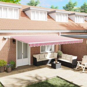 Retractable Awning Red and White 500 x 300 cm