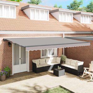 Awning Frame Light Grey 500 x 300 cm Polyester with PU coating