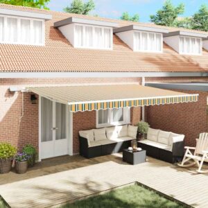 Retractable Awning Green and yellow 500 x 300 cm