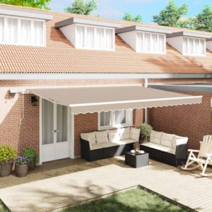 Retractable Awning Beige 500 x 350 cm Fabric and Aluminium