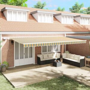 Retractable Awning Green and yellow 600 x 300 cm