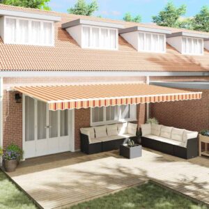 Retractable Awning Yellow and Orange 600 x 350 cm
