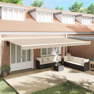 Retractable Awning Beige 600 x 350 cm Polyester and Aluminium