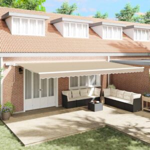 Retractable Awning Beige 600 x 350 cm Fabric and Aluminium