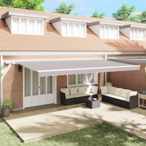 Retractable Awning Light Grey 600 x 350 cm Fabric and Aluminium
