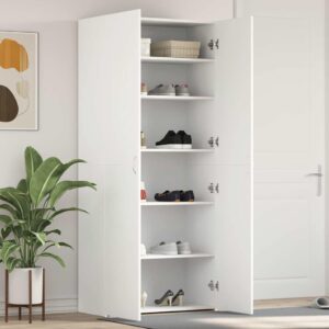 Shoe Cabinet with Door White 80 x 35.5 x 180 cm Engineered wood