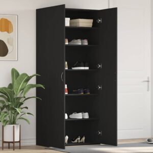 Shoe Cabinet with Door Black 80 x 35.5 x 180 cm Engineered wood