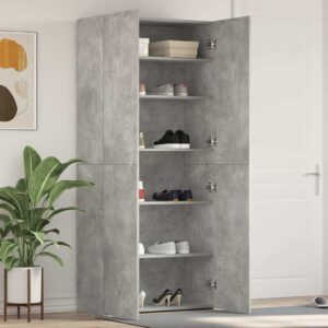 Shoe Cabinet with Shelf Grey 80 x 35.5 x 180 cm Engineered wood