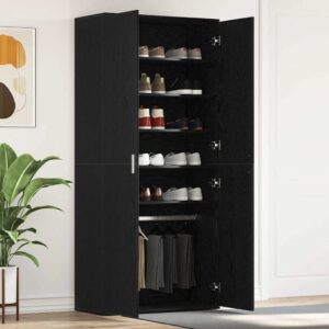 Shoe Cabinet Black Oak 80 x 39 x 178 cm Engineered Wood