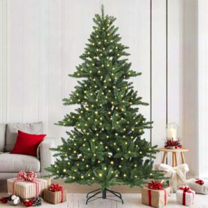 Artificial Hinged Christmas Tree Green 210 cm PVC and Steel