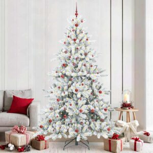 Artificial Hinged Christmas Tree White 240 cm PVC and Steel