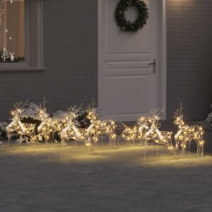 LED Reindeers with 40 LEDs 7 pcs Gold PET