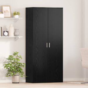 Highboard with Shelf Black oak 80 x 39 x 178 cm Engineered wood