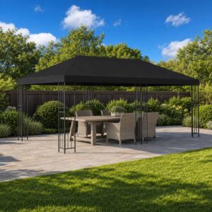 6 x 3 m Black Polyester and Steel 190