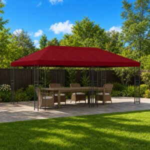 6 x 3 m Burgundy Polyester and Steel 190