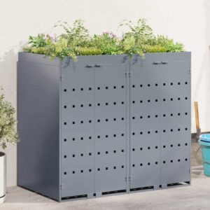 Wheelie Bin Storage for 2 Bins Light Grey 136 x 77.5 x 121.5 cm