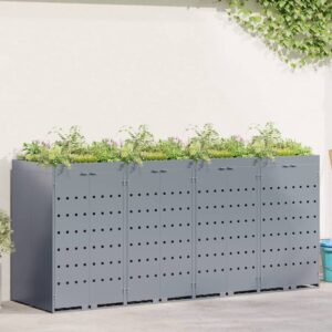 Wheelie Bin Storage for 4 Bins Light Grey 272 x 77.5 x 121.5 cm