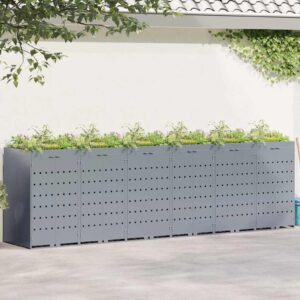 Wheelie Bin Storage for 6 Bins Light Grey 408 x 77.5 x 121.5 cm