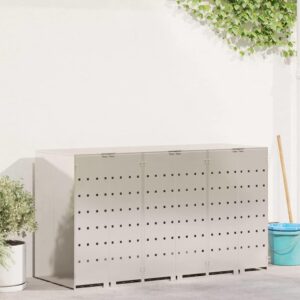 Wheelie Bin Storage for 3 Bins Stainless Steel Silver