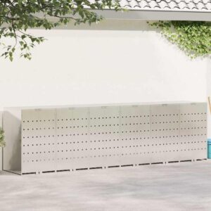 Wheelie Bin Storage for 6 Bins Stainless Steel Silver