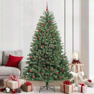 Artificial Hinged Christmas Tree Green 210 cm PVC and Metal