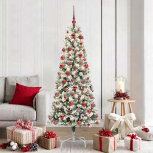 Artificial Hinged Christmas Tree Green and White 180 cm