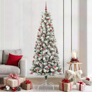 Artificial Hinged Christmas Tree Green and White 210 cm
