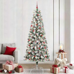 Artificial Hinged Christmas Tree Green and White 240 cm