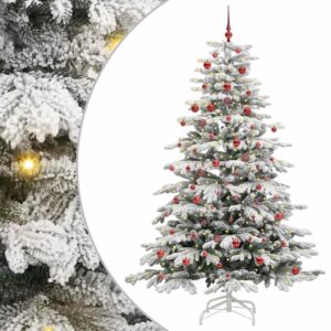 Artificial Hinged Christmas Tree White 210 cm PE and PVC