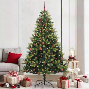 Artificial Hinged Christmas Tree 300 LEDs Green 210 cm