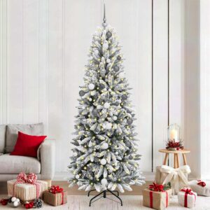 Artificial Christmas Tree with 300 LEDs with Stand White 210 cm