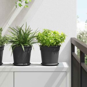 Plant Pots 6 pcs Black Ø 19 x 16 cm Plastic