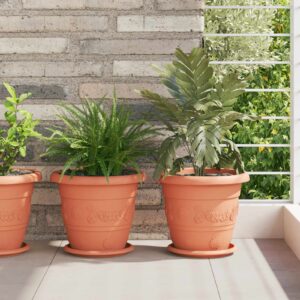 Plant Pots 6 pcs Brick Red Ø 26 x 21.5 cm Plastic