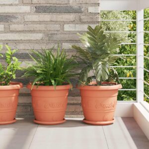 Plant Pots 6 pcs Brick Red Ø 30 x 25 cm Plastic
