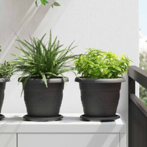 Plant Pots 6 pcs Black Ø 22 x 18 cm Plastic