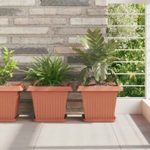 Plant Pots 6 pcs Brick Red 28.5 x 28.5 x 22 cm Plastic