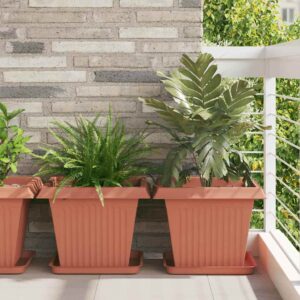 Plant Pots 6 pcs Brick Red 43 x 43 x 33.5 cm Plastic