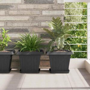 Plant Pots 6 pcs Black 28.5 x 28.5 x 22 cm Plastic