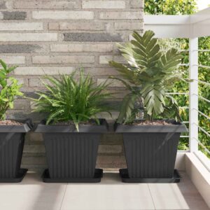 Plant Pots 6 pcs Black 38 x 38 x 30 cm Plastic