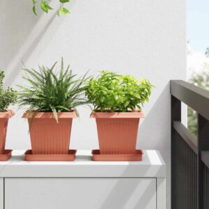 Plant Pots 24 pcs Brick Red 16 x 16 x 14 cm Plastic