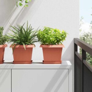 Plant Pots 24 pcs Brick Red 23 x 23 x 17.5 cm Plastic