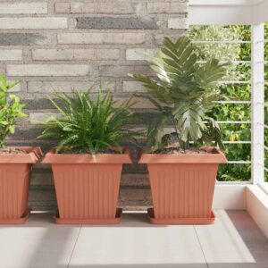Plant Pots 24 pcs Brick Red 33 x 33 x 26 cm Plastic