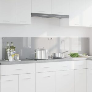 Kitchen Backsplash 2 pcs Light Grey 100 x 40 cm Tempered Glass