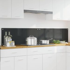 Kitchen Backsplash 2 pcs Dark Grey 100 x 40 cm Tempered Glass
